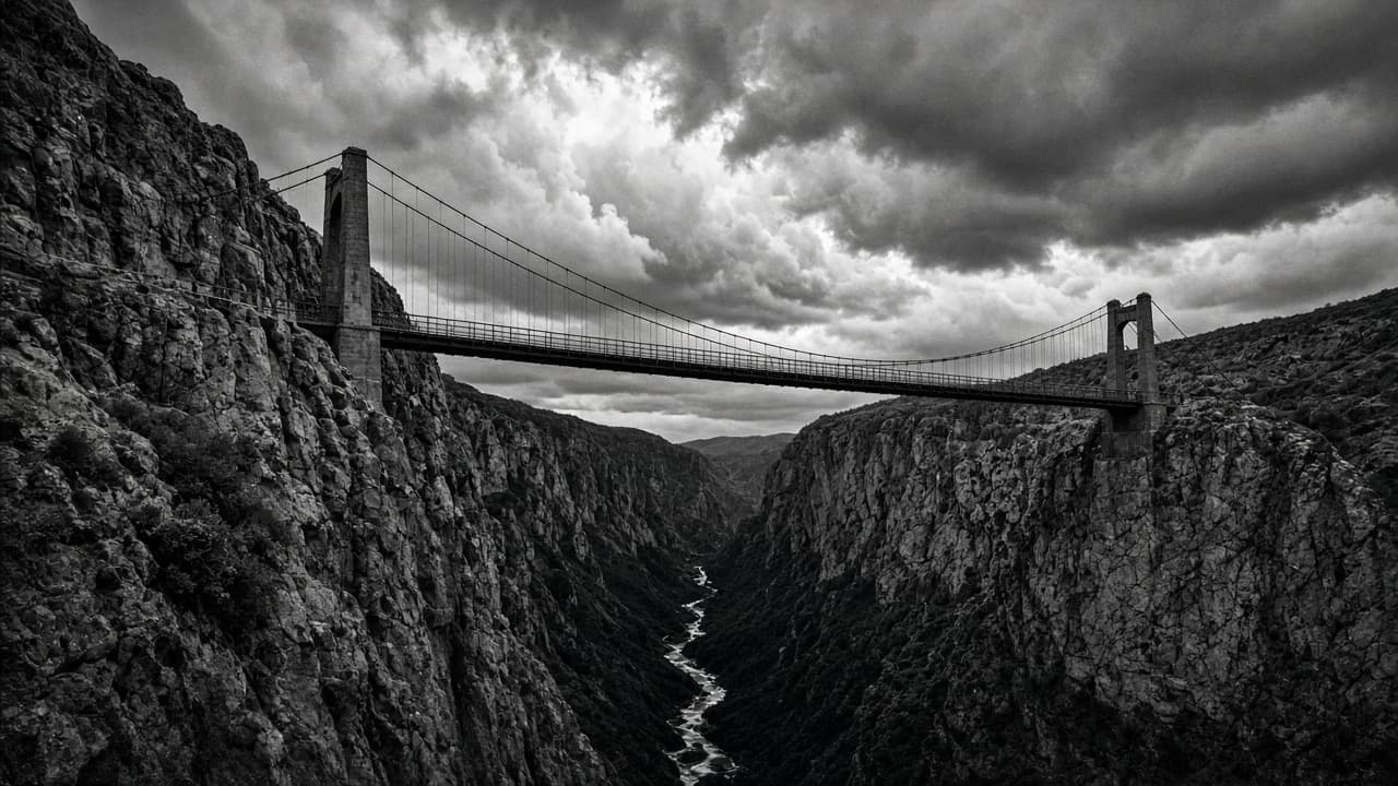 Hängebrücke über einer felsigen Schlucht